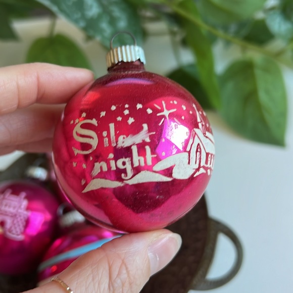 Vintage Holiday Vintage Pink Shiny Brite Christmas Ornaments Set Of